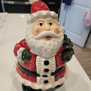 Vintage Ceramic Santa Claus Cookie Jar Christmas 10"